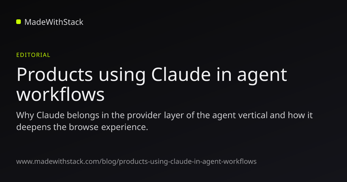 Products using Claude in agent workflows - MadeWithStack